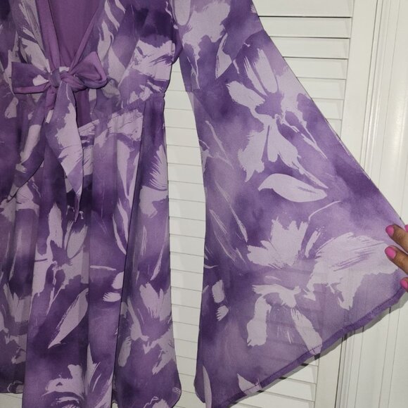 ✨ SHEIN | Women's Purple Bell Sleeve Dress - Picture 6 of 9